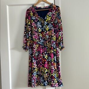 Talbots Pink and Yellow Wrap Sundress with V-Neck